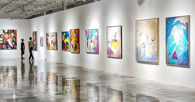 Art collection display in a home setting